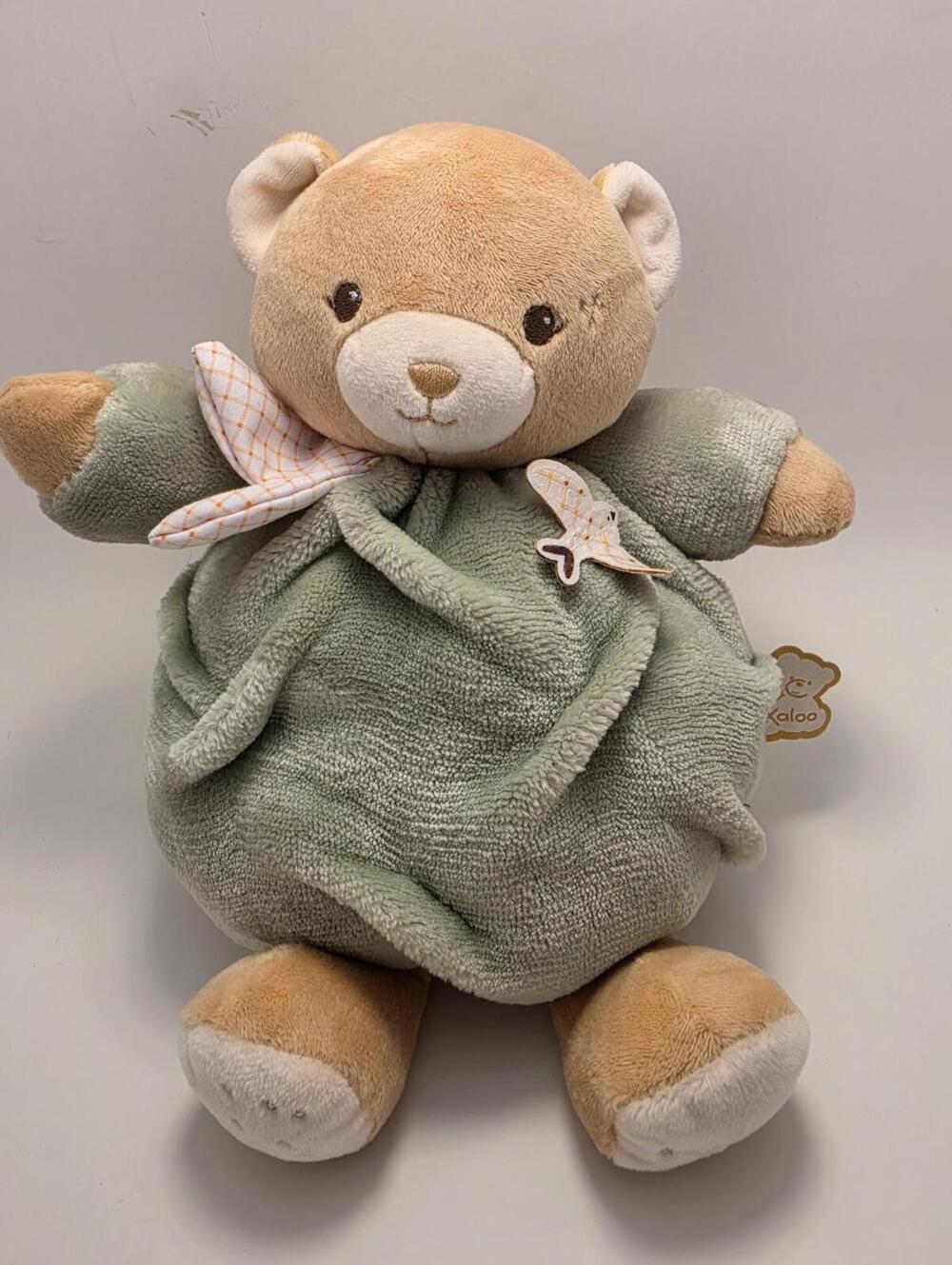 Kaloo Bear Round Green Soft Teddy Bear Plush (10 inch)